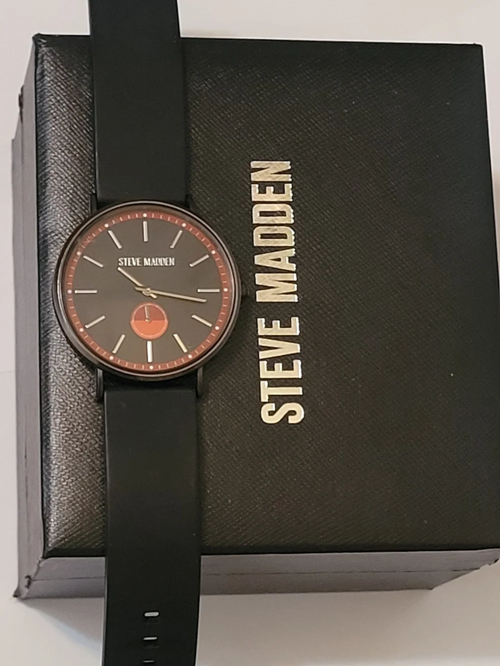 Steve Madden Men's Black and Rose Gold Watch and Pendant Gift Set